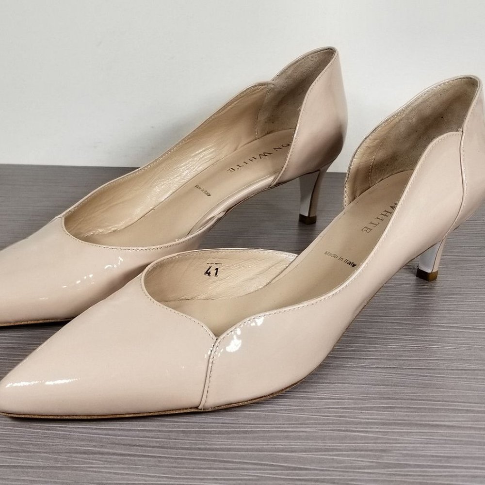 Ron White Merile Half d'Orsay Pump, Nude Patent leather, Womens Size 10.5